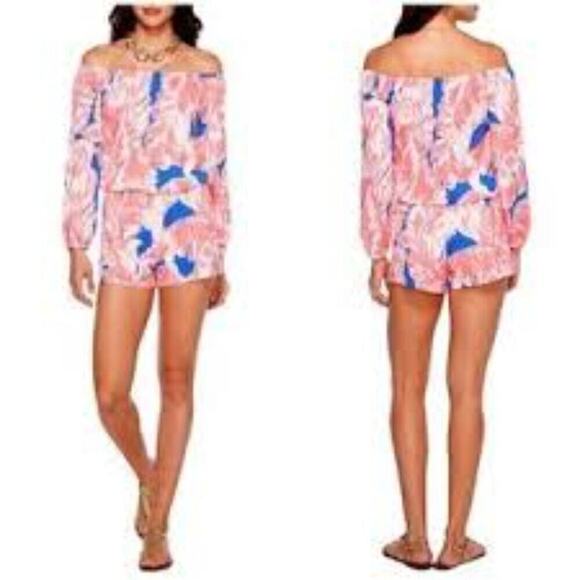 LILLY PULITZER LANA OFF SHOULDER ROMPER SIZE XS 1070 - Picture 1 of 7
